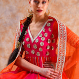 Bright Pink Sunburst Anarkali Set