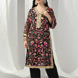 Black Resham Work Suit With Pants And Dupatta