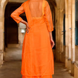 Pastel Orange Saree Set With Organza Jacket
