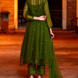 Jupiter Green Georgette Anarkali Set