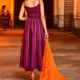 Magenta Purple Cotton Silk Anarkali Set