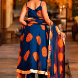 Navy Blue Chiffon Anarkali Set