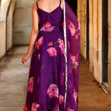 Purple Chiffon Anarkali Set