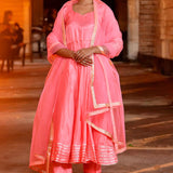 Soft Pink Uppada Silk Anarkali Set