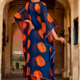 Navy Blue Chiffon Kaftans Set