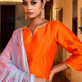 Orange Dupion Silk Kurta Set