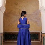 Royol Blue Chanderi Set With Aari Embroidery