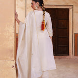 Off-White Tissue Georgette Kurta Set With Embroidery