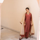 Burgundy Cotton Silk Gota Patti Suit Set