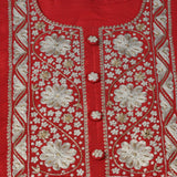 Purple Raw Silk Embroidered Kurti With Salwar And Dupatta