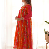Orange Anarkali Set With Palazzo