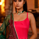Hot Pink Cotton Silk Anarkali Set