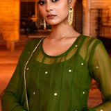 Jupiter Green Georgette Anarkali Set