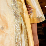 Pale Yellow Raw Silk Kurta Set
