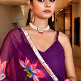 Purple Chiffon Anarkali Set