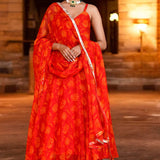 Vibrant Orange Chiffon Anarkali Set