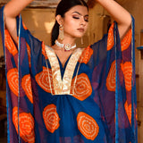 Navy Blue Chiffon Kaftans Set