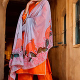 Orange Dupion Silk Kurta Set