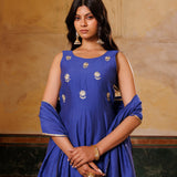 Royol Blue Chanderi Set With Aari Embroidery