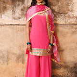 Watermelon Pink Crepe Kurta Set