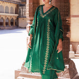Bottle Green Chanderi Kurta Set