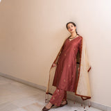 Burgundy Cotton Silk Gota Patti Suit Set