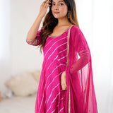 Dark Pink Anarkali Palazzo Set
