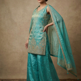 Light Sea Green Tissue Silk Kurta Set