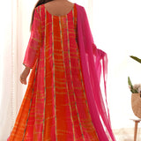 Orange Anarkali Set With Palazzo