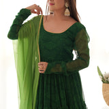 Green Bandhani Anarkali Set
