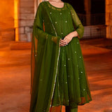 Jupiter Green Georgette Anarkali Set