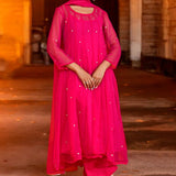 Amaranth Pink Georgette Anarkali Set
