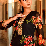 Black Chiffon Kurta Set