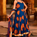 Navy Blue Chiffon Anarkali Set