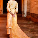 Pale Yellow Raw Silk Kurta Set