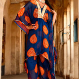 Navy Blue Chiffon Kaftans Set