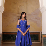 Royol Blue Chanderi Set With Aari Embroidery