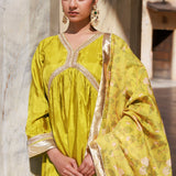 Mahendi Green Uppada Silk Kurta Set