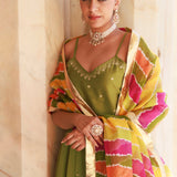 Mahendi Green Dupion Silk Kurta Set