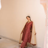 Burgundy Cotton Silk Gota Patti Suit Set