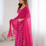 Dark Pink Anarkali Palazzo Set