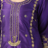 Purple Raw Silk Dori Hand Embroidered Suit With Salwar And Dupatta