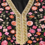 Black Resham Work Suit With Pants And Dupatta