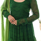 Green Bandhani Anarkali Set