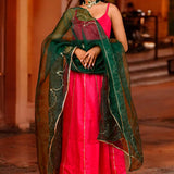 Hot Pink Cotton Silk Anarkali Set