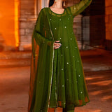 Jupiter Green Georgette Anarkali Set