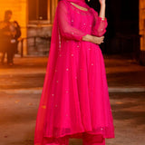 Amaranth Pink Georgette Anarkali Set