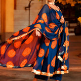 Navy Blue Chiffon Anarkali Set