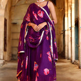 Purple Chiffon Anarkali Set