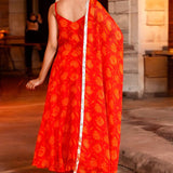 Vibrant Orange Chiffon Anarkali Set